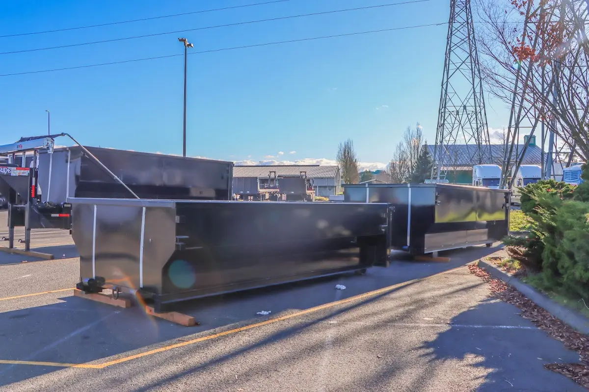 Roll-off dumpster ready for waste disposal at job site for 15 Yard Dumpster Rental in Rib Mountain